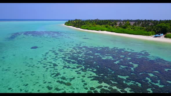 Aerial top view tourism of beautiful lagoon beach holiday by aqua blue water with white sandy backgr