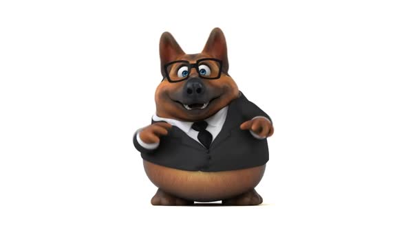 Fun 3D cartoon german shepherd dog dancing