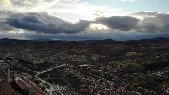 Sarajevo Suburbs Drone Footage on a Gloomy Day