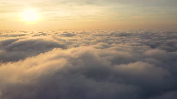 Aerial view above the clouds during the morning, Croatia.