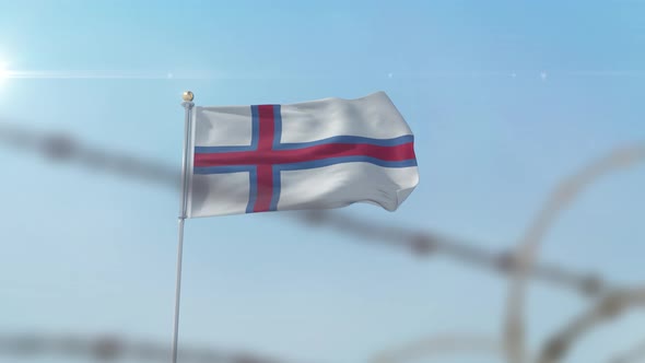 Faroe Island  Flag Behind Border