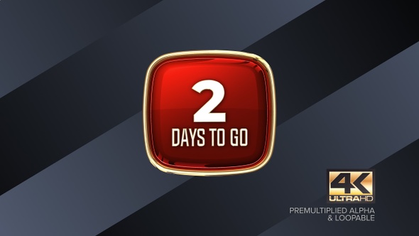 2 Days To Go Countdown Animation 4K