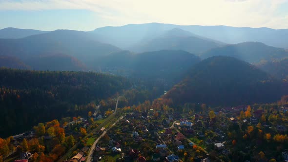 Aerial Drone Video Flying Over Carpathians Mountains, Ukraine, Europe