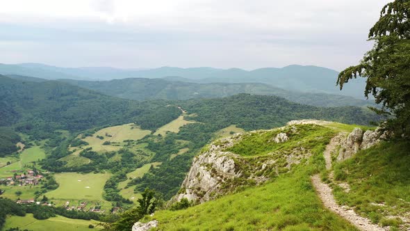 Aerial view of the top of Folkmarska skala in the village of Velky Folkmar in Slovakia