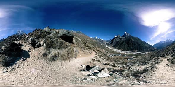 VR of Dingboche and Pheriche Village in Nepal, Basic Point of Everest Base Camp Track. EBC