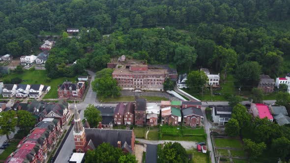 Hayswood Hospital in Maysville, Kentucky.  Haunted hospital.  Aerial drone.