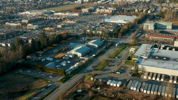 Flying over an industrial park in Langley City.