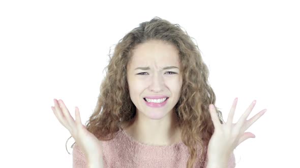 Yelling, Angry Woman  arguing , White Background