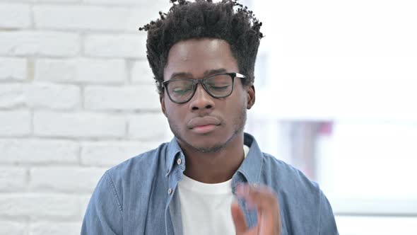 Tired Young African Man Having Neck Pain 