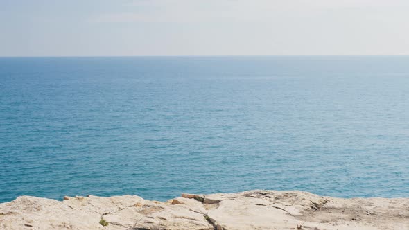 Travel Destination View on Spain Beach Blue Sea and Mountains Costa Brava Catalonia