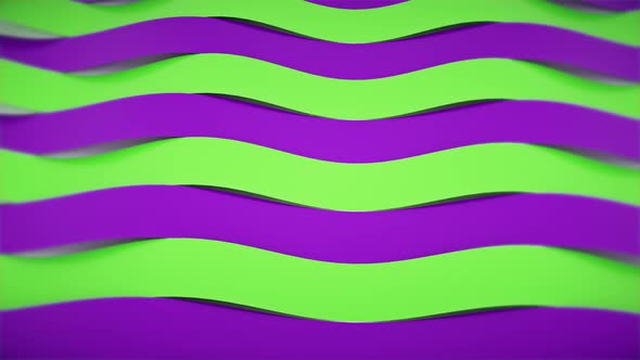 Abstract 3D Wavy Lines Green Purpple