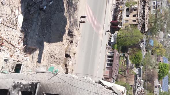 Vertical Video of a Destroyed Building in Borodyanka Ukraine