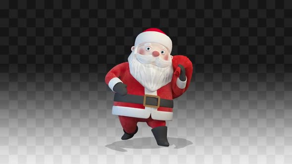 Santa Claus Is Walking With A Bag Of Gifts