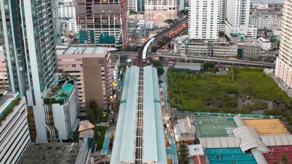 Siam and Rachathewi Districts Aerial Views, Rooftop Bar, in Bangkok, Thailand