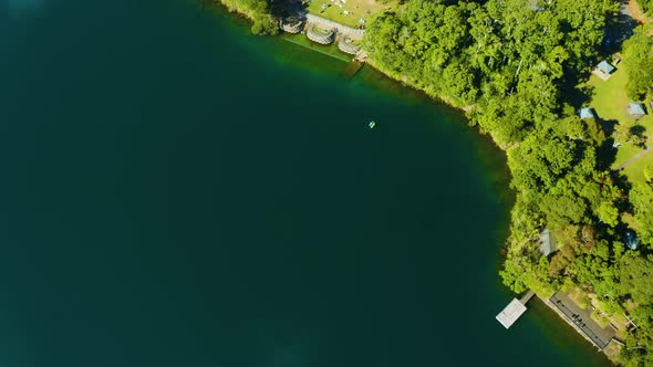 Aerial, Beautiful View On Lake Eacham In Tablelands In Queensland, Australia