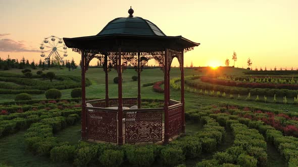 Scenic Landscape of Beautiful Summer Park Dobropark at Sunrise Motyzhyn Ukraine