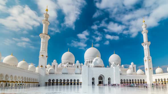 Sheikh Zayed Grand Mosque Timelapse Hyperlapse Located in Abu Dhabi Capital City of United Arab