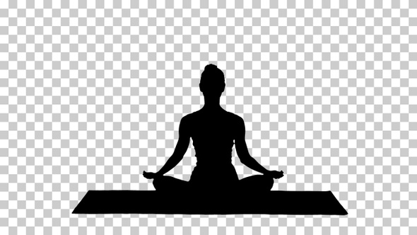 Silhouette woman doing yoga exercise, Alpha Channel