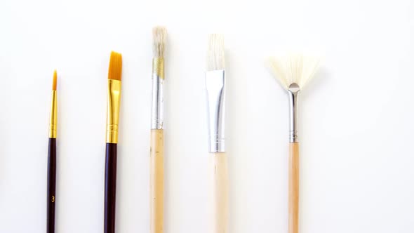 Close-up of various paint brushes