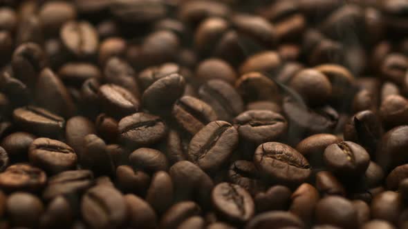 Smoldering from coffee beans, Slow Motion