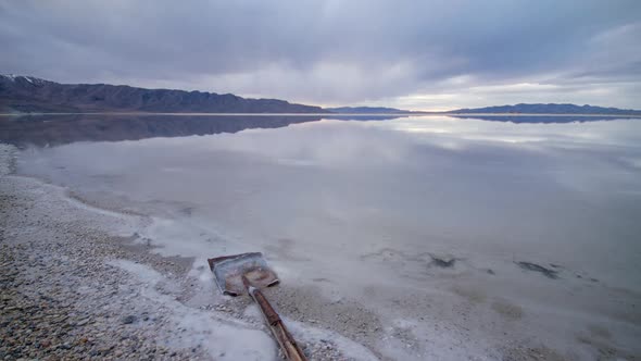 Timelapse at Stansbury Island on the Great Salt Lake at Sunset.