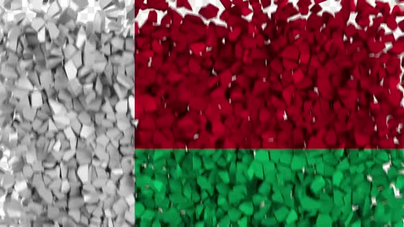 Madagascar Flag Breaking Rocks Transition