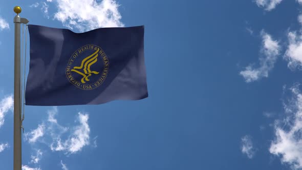 United States Department Of Health And Human Services Flag (Usa) On Flagpole