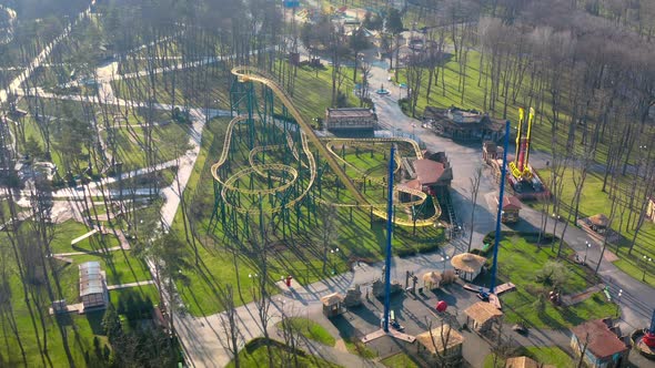 No People in Amusement Park in the City During a National Covid19 Lockdown Kharkiv Ukraine
