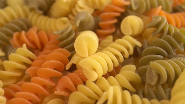 Rotation Background Of Tricolor Fusilli Pasta