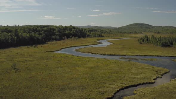 Union River Whales Back meandering off into distance Eastern Maine Aerial