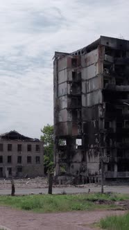 Vertical Video of War in Ukraine  Destroyed House