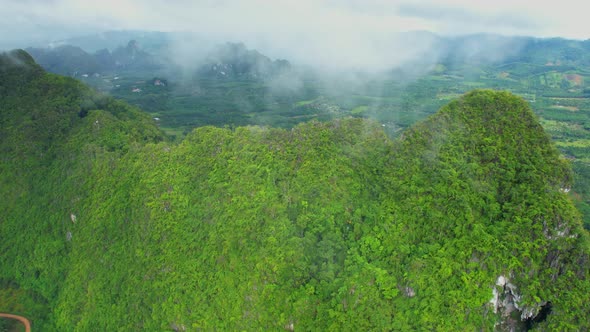 Drone fly over beautiful mountains (Heaven's Gate of Chumphon)