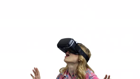 Happy Woman Wearing Virtual Reality Googles