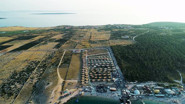 Aerial view of Plaza Zrce, Zadar province, Croatia.