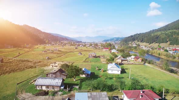 Aerial Drone Flight in Carpathian Mountains