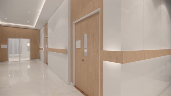 Interior hospital modern design . Row of empty hospital beds