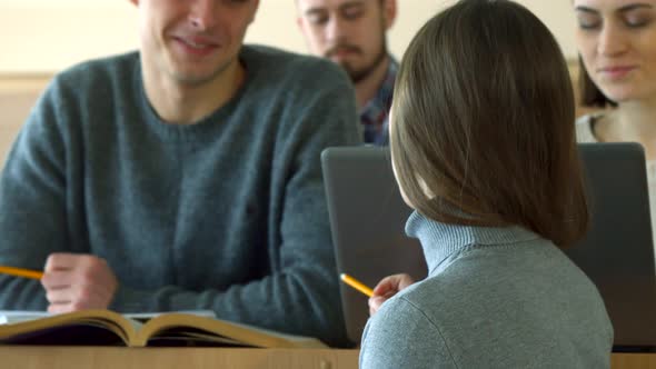 Female Student Asks Some Question To Male Classmate