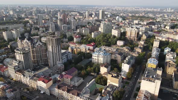 Cityscape of Kyiv, Ukraine. Aerial View, Slow Motion