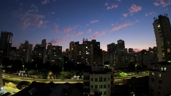 Downtown timelapse city at Sao Paulo Brazil. 4K time lapse city
