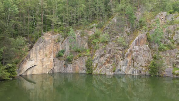 Abandoned quarry in the forest of Bavaria, Germany.