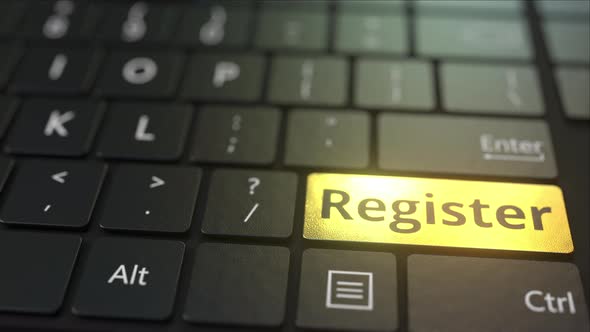 Black Computer Keyboard and Gold Register Key alt