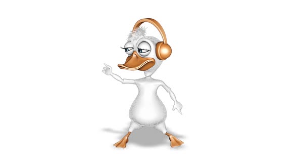 Cartoon Duck Dance  Looped on White