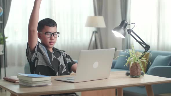 Teenage Boy Learning Online From Laptop