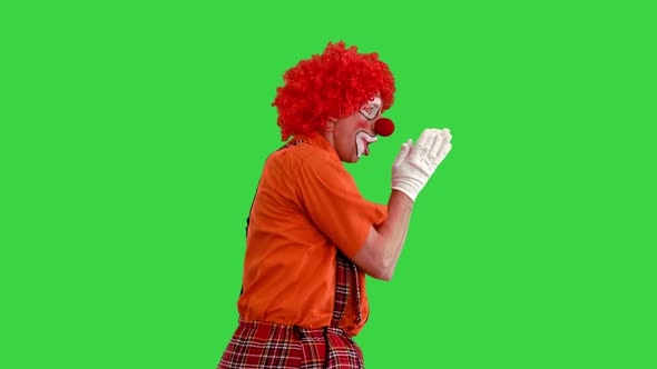 Clown Walking and Dancing Really Cool on a Green Screen Chroma Key