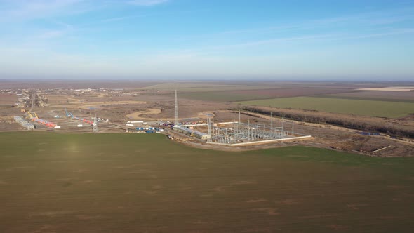 Heavy Machinery at Work on the Construction Site of the Wind Power Station, 