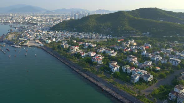 Aerial Shot of the An Vien District of the City of Nha Trang in Vietnam