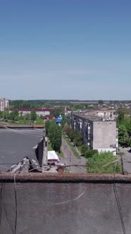 Vertical Video of a Wartorn House in Ukraine