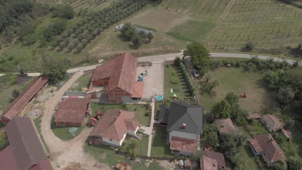 A Large Rural Household From A Height