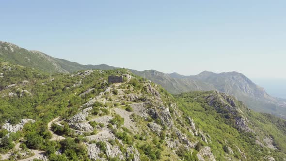 Aerial View of Medieval Fortress Fort Kosmac in Montenegro