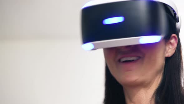 A Woman Wearing a Virtual Reality Headset